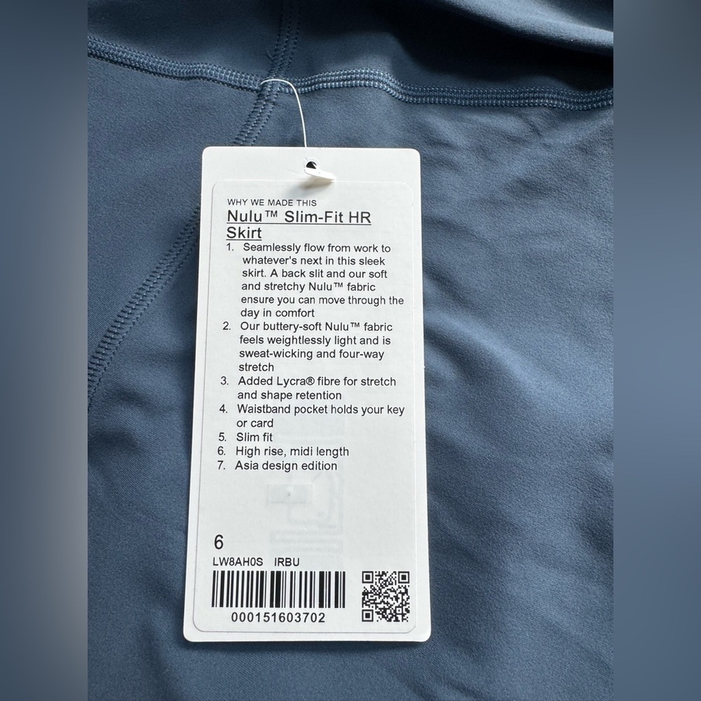 Lululemon Nulu Slim-Fit High-Rise Skirt in Iron Blue Size 6 - Picture 2 of 5